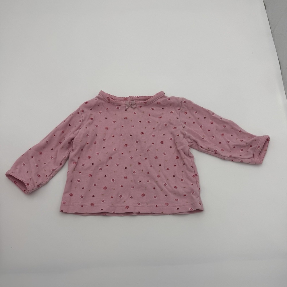 Vtg Carter's 12 Month Pink Overalls Y2K Jumpsuit Springtime Flowers 2 Piece Set - Picture 8 of 10